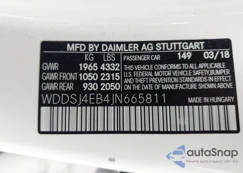 2018 Mercedes-Benz Cla 250 z USA, uszkodzony, nr VIN WDDSJ4EB4JN665811